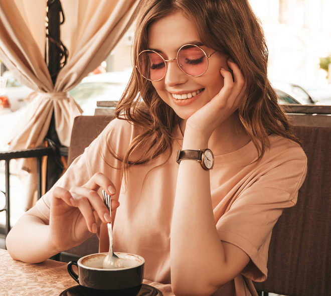 Woman drinking coffee